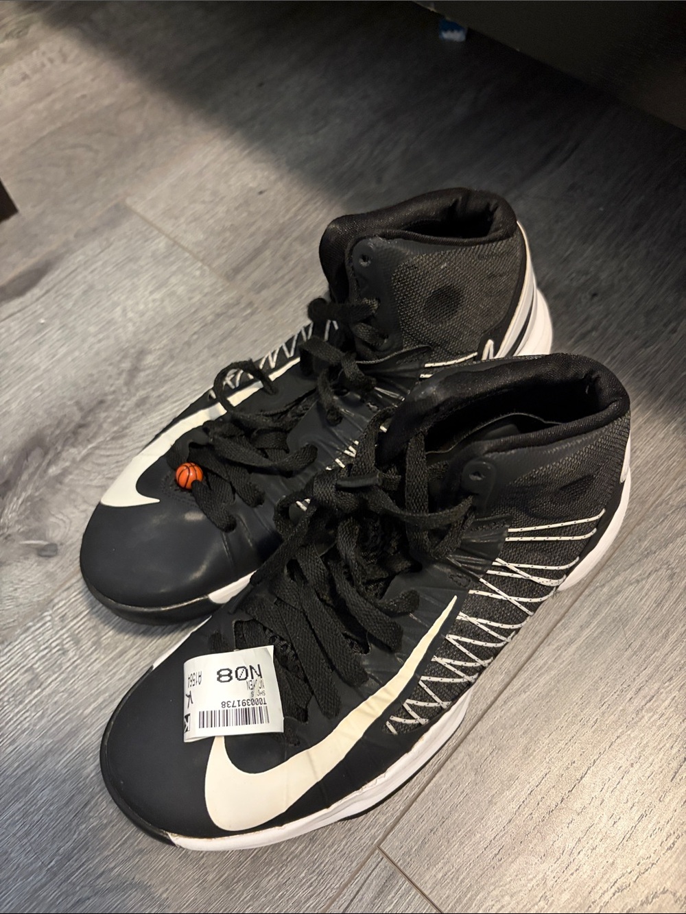 Nike Black and White Mid-Top Basketball Sneakers